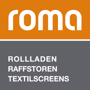 Logo der Kooperationsfirma "Roma" für hochwertige Rollladen, Raffstoren und Textilien